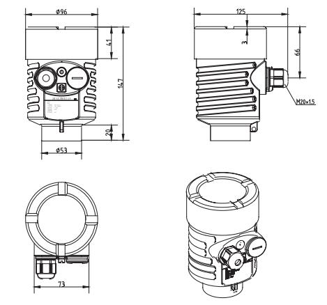 水滴天線雷達(dá)物位計外殼尺寸圖